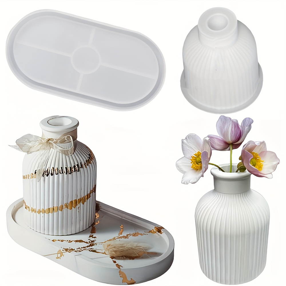 Potsticker Mold - 1/2pcs แจกันถาดแม่พิมพ์ซิลิโคน,รูปไข่ Coaster แม่พิมพ์และขวดคอนเทนเนอร์แม่พิมพ์,คอนเทนเนอร์ขนม,ดอกไม้หม้อ,ของขวัญ,ตกแต่งบ้าน