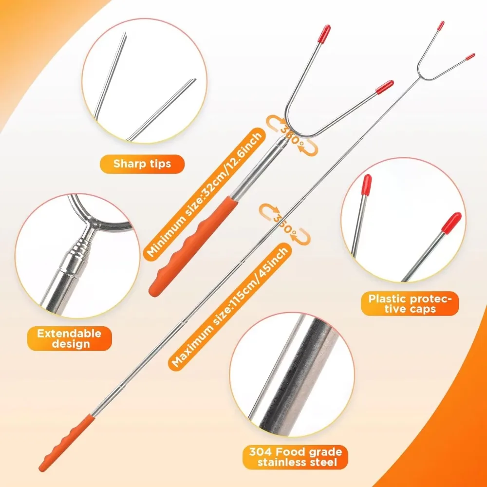 5/6/10pcs Telescopic BBQ Forks - Hot Dog Press บทวิจารณ์และราคา